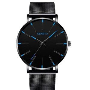 Geneva Watch Business Stainless Steel black/blue